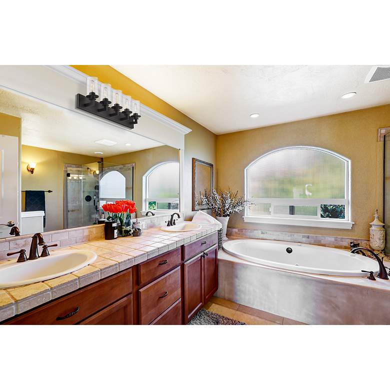 Image 2 Z-Lite Savannah 38 3/4" Bronze and Clear Glass 5-Light Vanity Fixture more views