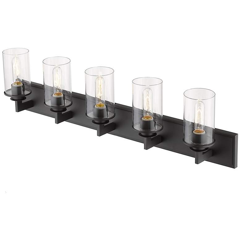 Image 5 Z-Lite Savannah 38 3/4" Bronze and Clear Glass 5-Light Vanity Fixture more views