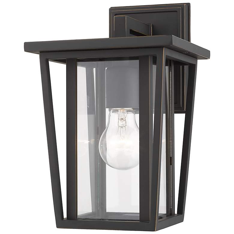 Image 1 Z-Lite Seoul 11 1/2" Oil-Rubbed Bronze Clear Glass Outdoor Wall Light