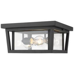 Z-Lite Seoul 12" Black and Clear Glass 3-Light Outdoor Ceiling Light
