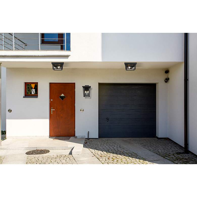 Image 3 Z-Lite Seoul 12" Black and Clear Glass 3-Light Outdoor Ceiling Light more views