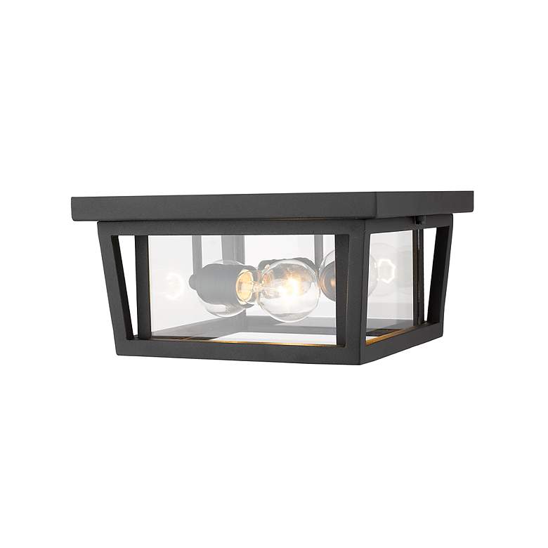 Image 4 Z-Lite Seoul 12" Black and Clear Glass 3-Light Outdoor Ceiling Light more views