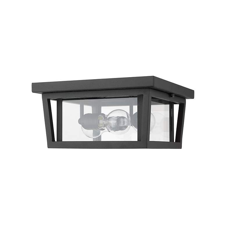 Image 7 Z-Lite Seoul 12" Black and Clear Glass 3-Light Outdoor Ceiling Light more views