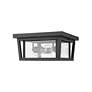 7_Z-Lite Seoul 12" Black and Clear Glass 3-Light Outdoor Ceiling Light more views