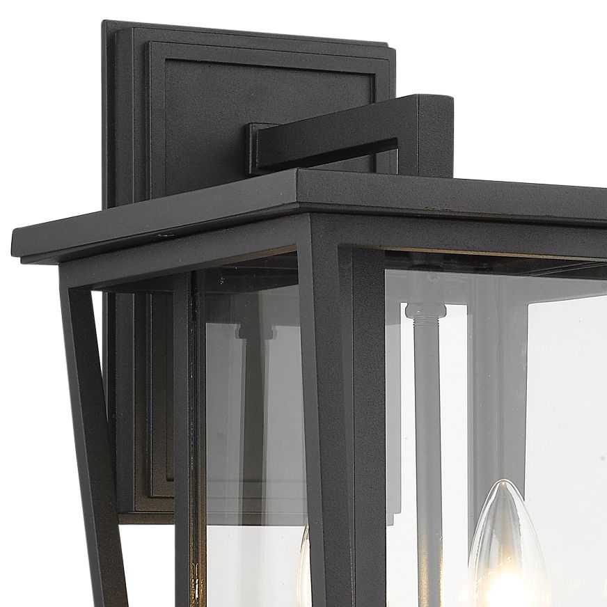 Image 2 Z-Lite Seoul 14 3/4" High Black and Clear Glass Outdoor Wall Light more views