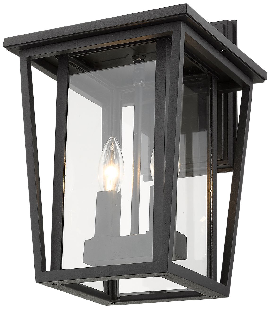 Image 3 Z-Lite Seoul 14 3/4" High Black and Clear Glass Outdoor Wall Light more views