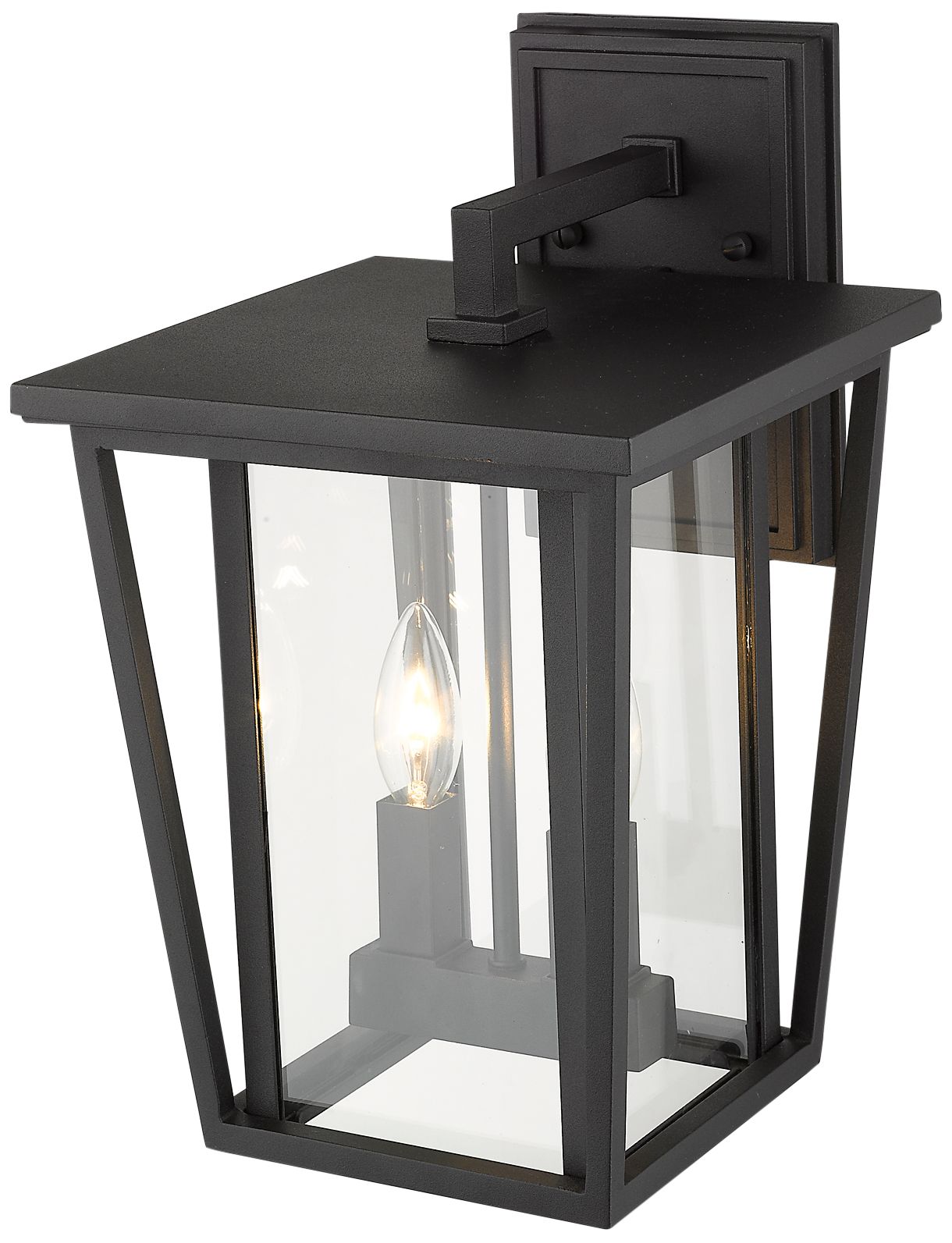 Image 4 Z-Lite Seoul 14 3/4" High Black and Clear Glass Outdoor Wall Light more views