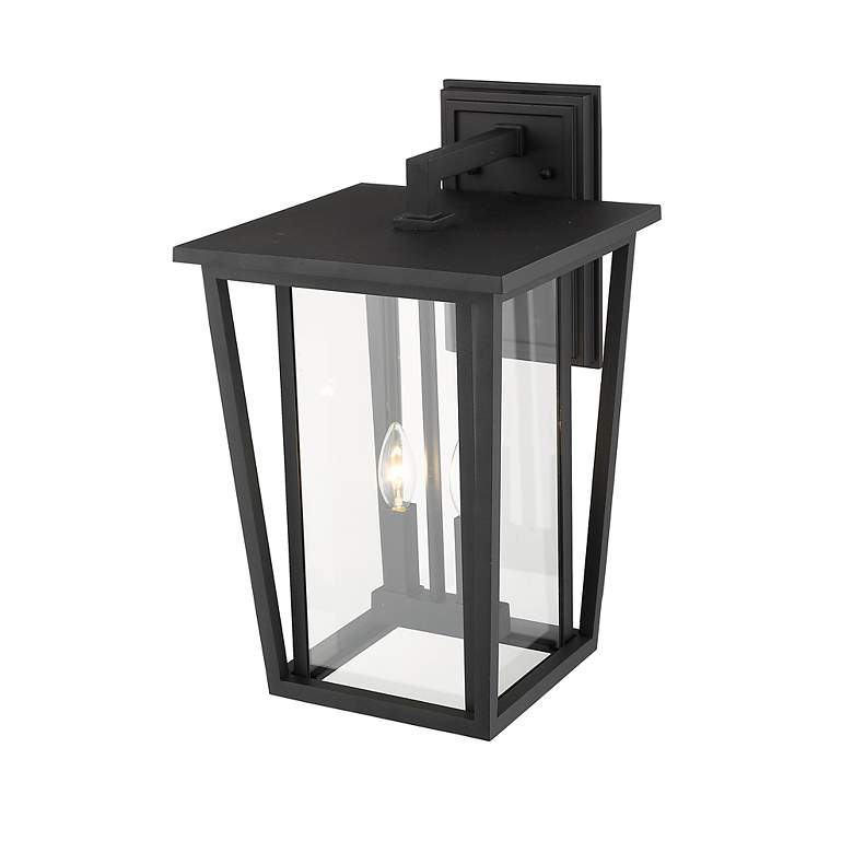 Image 6 Z-Lite Seoul 18 3/4" High Black and Clear Glass Outdoor Wall Light more views