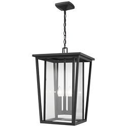 Z-Lite Seoul 21 1/4" Black and Glass 3-Light Outdoor Hanging Light