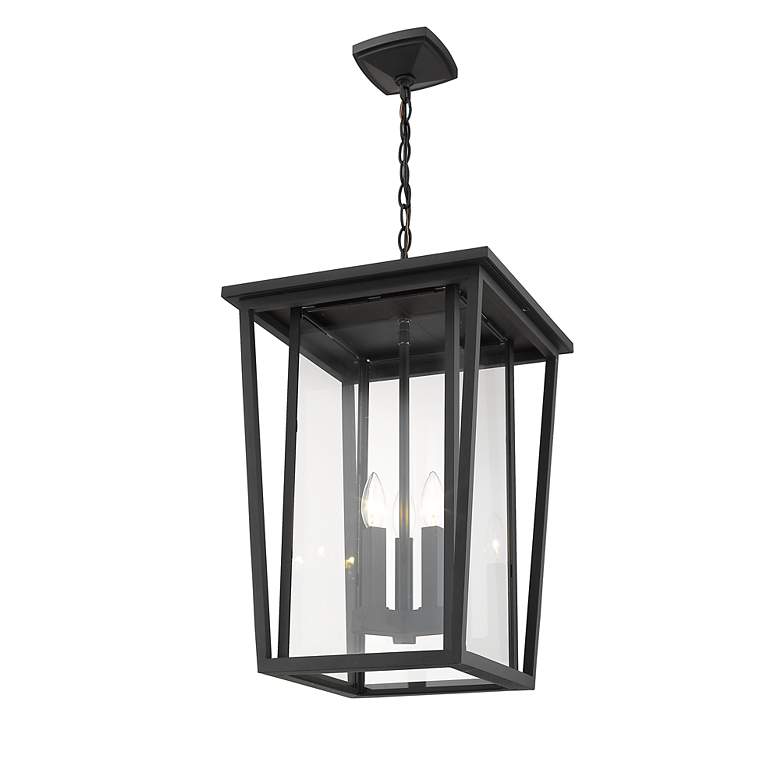 Image 4 Z-Lite Seoul 21 1/4" Black and Glass 3-Light Outdoor Hanging Light more views