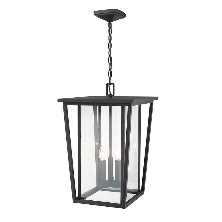 Image 5 Z-Lite Seoul 21 1/4" Black and Glass 3-Light Outdoor Hanging Light more views