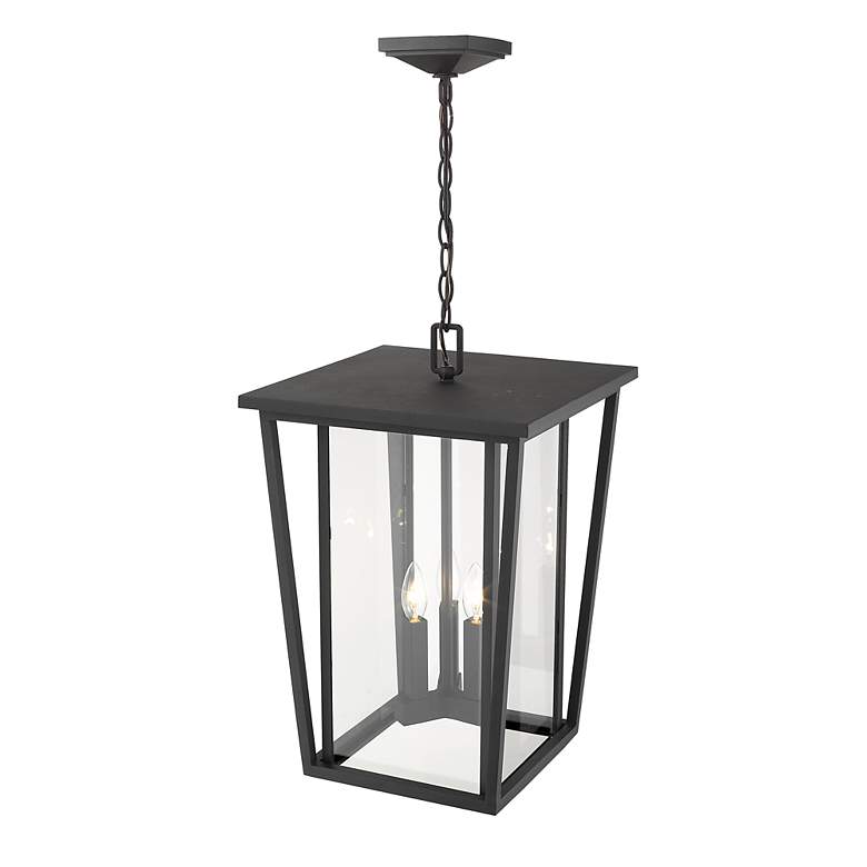 Image 6 Z-Lite Seoul 21 1/4" Black and Glass 3-Light Outdoor Hanging Light more views