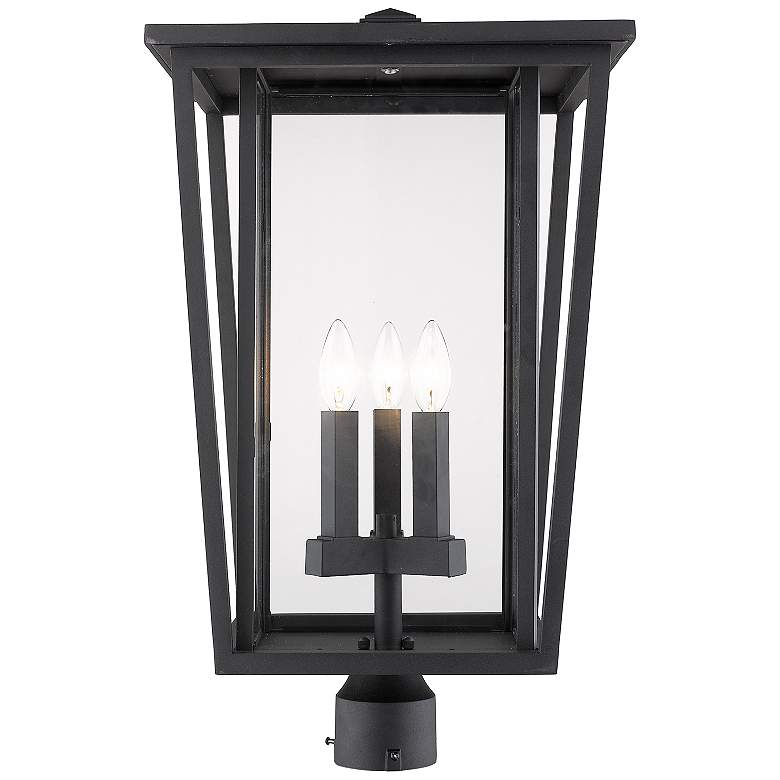 Image 1 Z-Lite Seoul 23 3/4" High Black 3-Light Outdoor Post Light