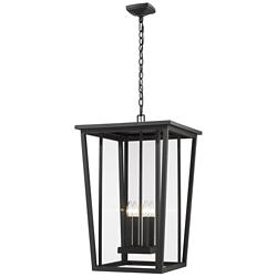 Z-Lite Seoul 28" Black and Glass 4-Light Outdoor Hanging Light