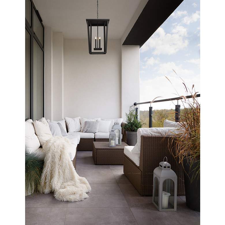 Image 3 Z-Lite Seoul 28" Black and Glass 4-Light Outdoor Hanging Light more views