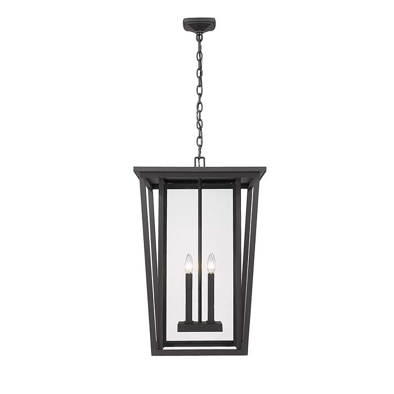 Image 5 Z-Lite Seoul 28" Black and Glass 4-Light Outdoor Hanging Light more views