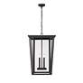 5_Z-Lite Seoul 28" Black and Glass 4-Light Outdoor Hanging Light more views
