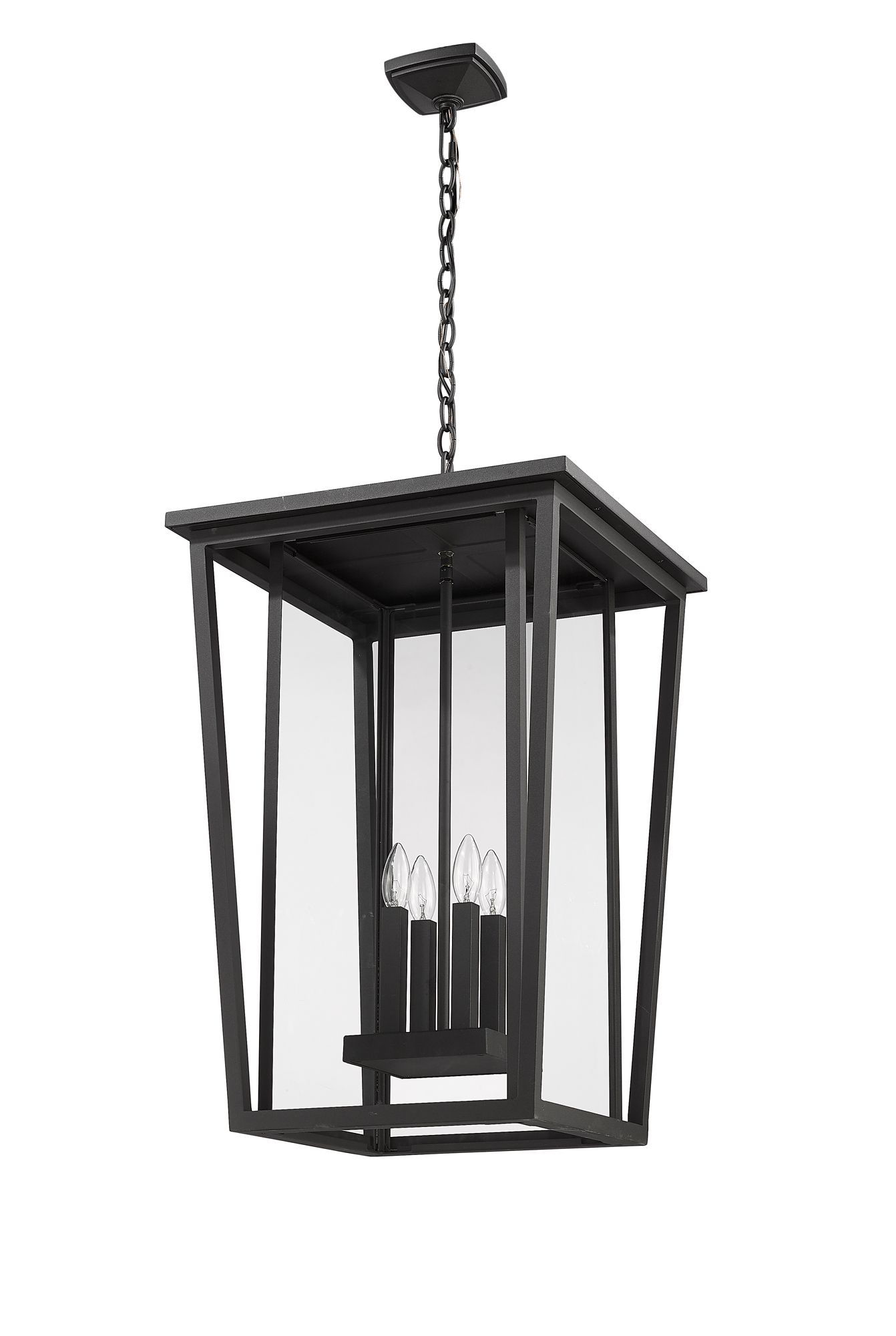 Z-Lite Seoul 28" Black and Glass 4-Light Outdoor Hanging Light