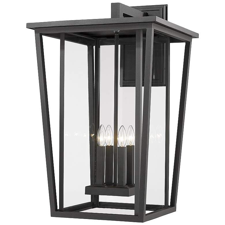 Image 1 Z-Lite Seoul 30 1/4" High Black and Clear Glass Outdoor Wall Light