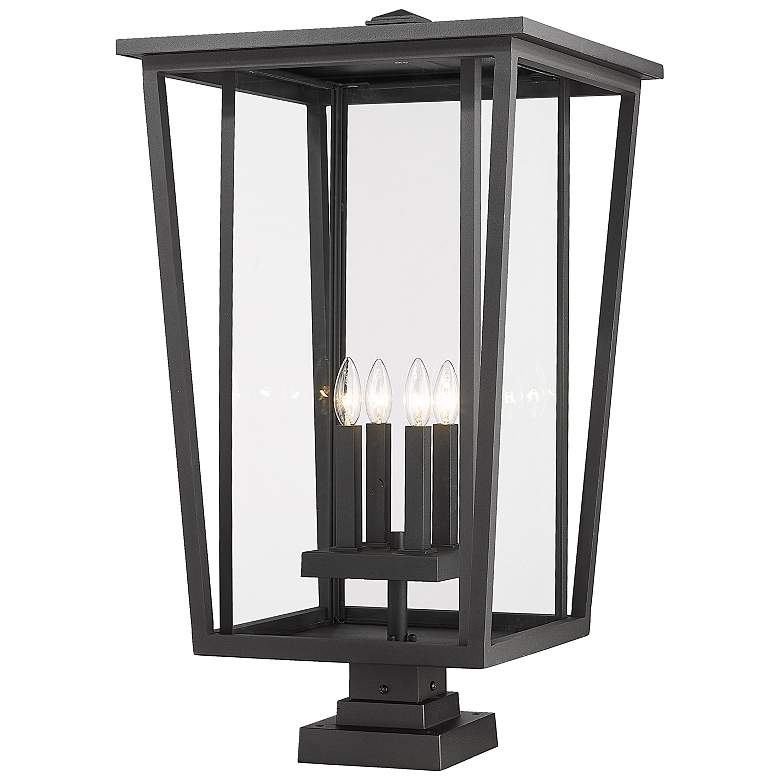 Image 1 Z-Lite Seoul 32" High Black and Clear Glass Outdoor Pier Light