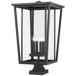 Z-Lite Seoul 32" High Black and Clear Glass Outdoor Pier Light