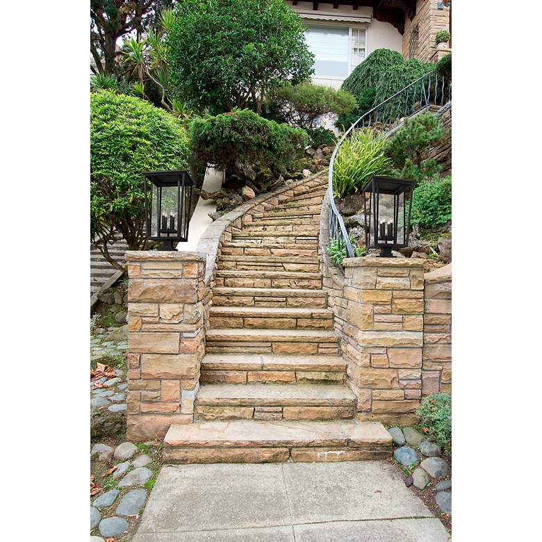 Image 3 Z-Lite Seoul 32" High Black and Clear Glass Outdoor Pier Light more views