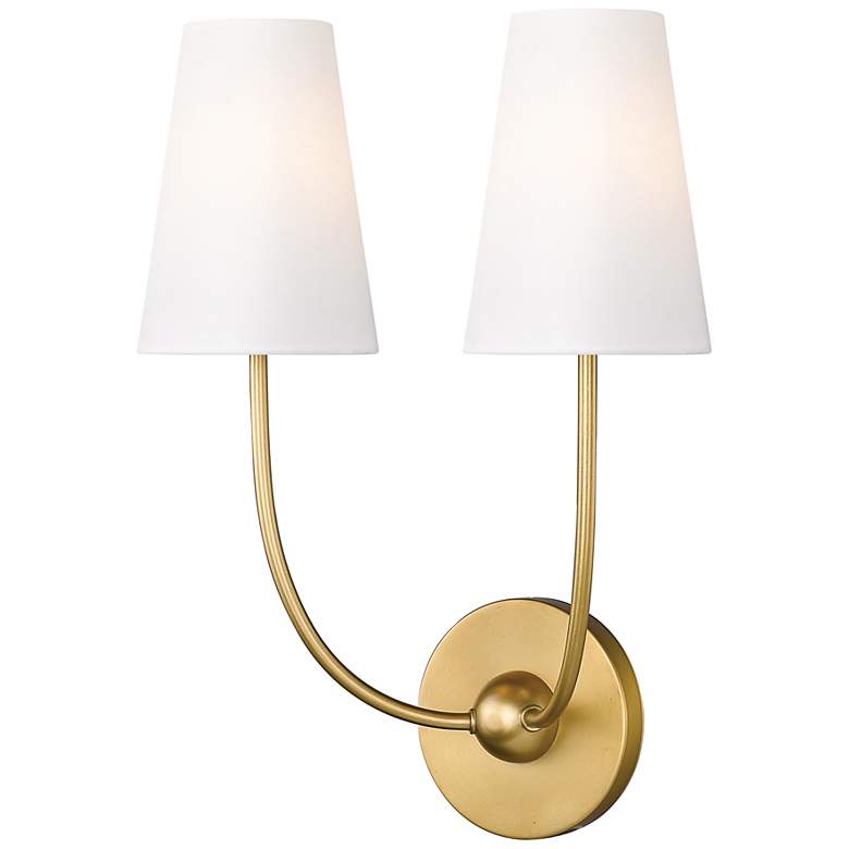 Image 2 Z-Lite Shannon 17" High 2-Light Rubbed Brass White Shade Wall Sconce