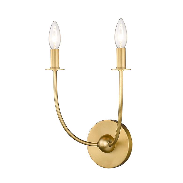 Image 5 Z-Lite Shannon 17" High 2-Light Rubbed Brass White Shade Wall Sconce more views