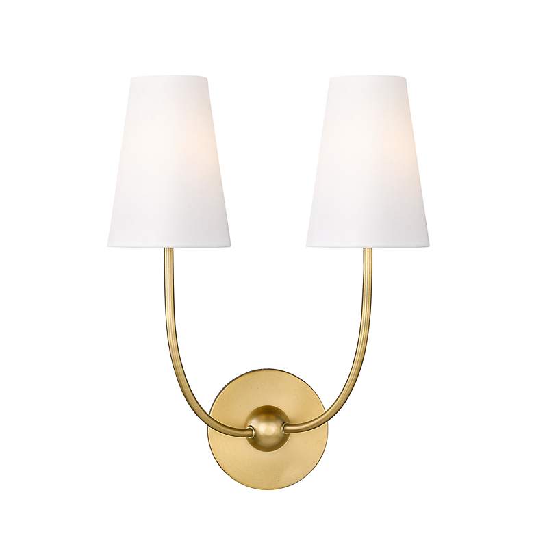 Image 6 Z-Lite Shannon 17" High 2-Light Rubbed Brass White Shade Wall Sconce more views