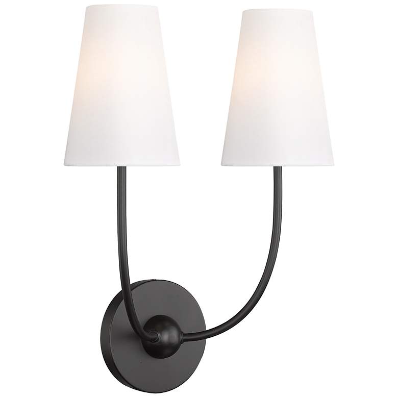Image 1 Z-Lite Shannon 17 inch High Matte Black 2-Light Shaded Wall Sconce