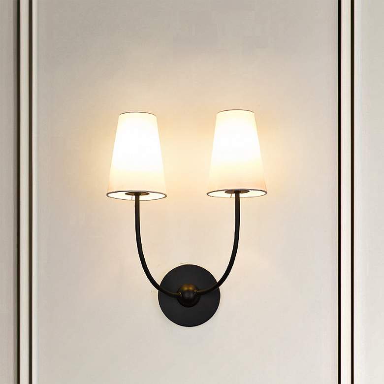 Image 2 Z-Lite Shannon 17" High Matte Black 2-Light Shaded Wall Sconce
