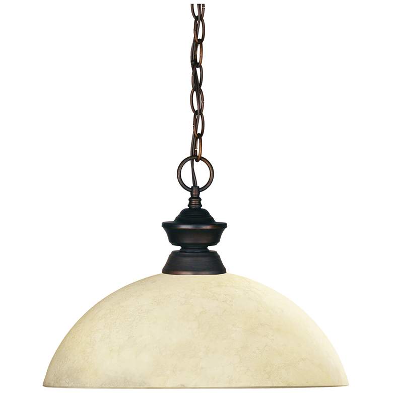 Image 1 Z-Lite Shark 14" Wide Traditional Olde Bronze Bowl Pendant Light