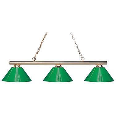 Z-Lite Sharp Shooter 48" Brass and Green 3-Light Billiard Light