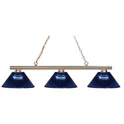 Z-Lite Sharp Shooter 48" Brass and Blue 3-Light Billiard Light
