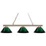 Z-Lite Sharp Shooter 48" Brass and Green 3-Light Billiard Light