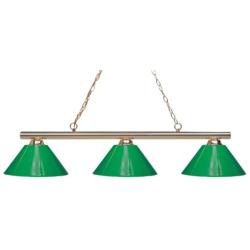 Z-Lite Sharp Shooter 48" Brass and Green 3-Light Billiard Light