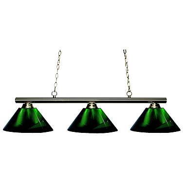 Z-Lite Sharp Shooter 48" Wide Nickel and Green 3-Light Billiard Light