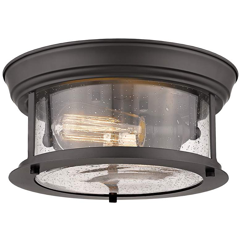 Image 3 Z-Lite Sonna 11" Wide Bronze Seeded Glass Flush Mount Ceiling Light