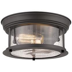Z-Lite Sonna 11" Wide Bronze Seeded Glass Flush Mount Ceiling Light