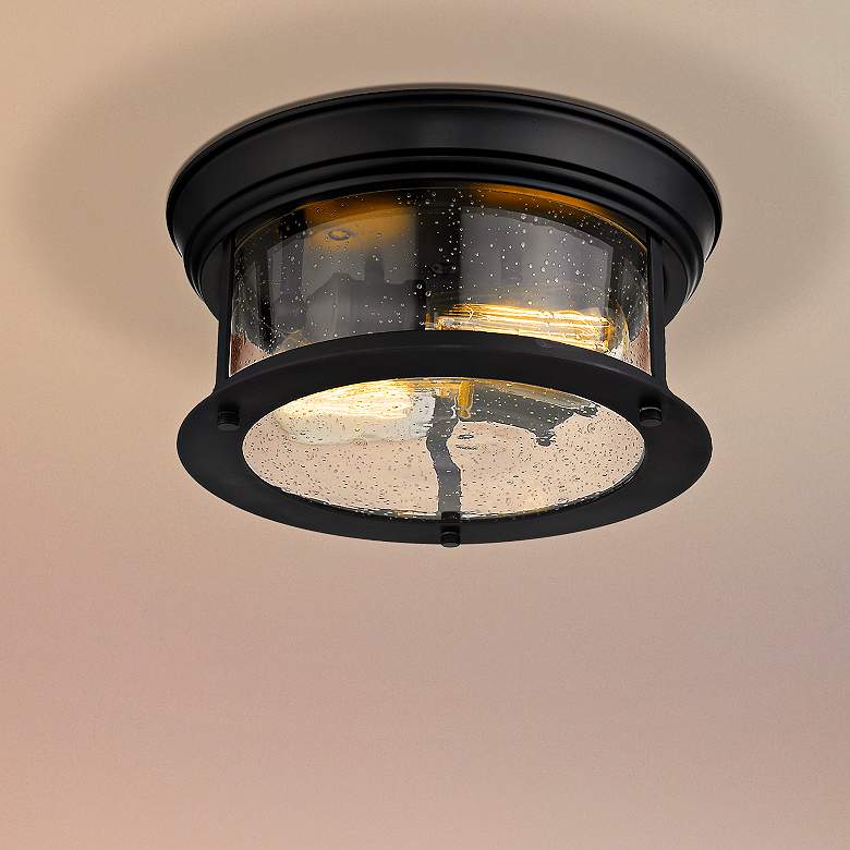 Image 2 Z-Lite Sonna 11" Wide Bronze Seeded Glass Flush Mount Ceiling Light