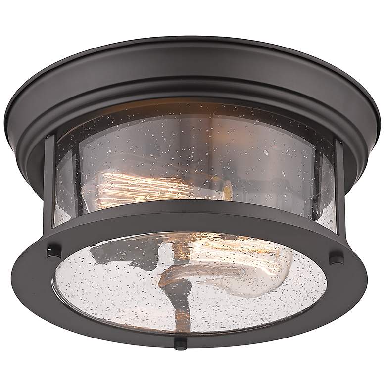 Image 7 Z-Lite Sonna 11" Wide Bronze Seeded Glass Flush Mount Ceiling Light more views