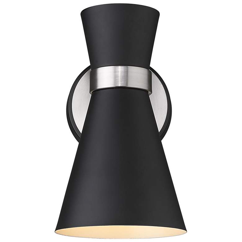 Image 1 Z-Lite Soriano 1 Light Wall Sconce in Matte Black + Brushed Nickel