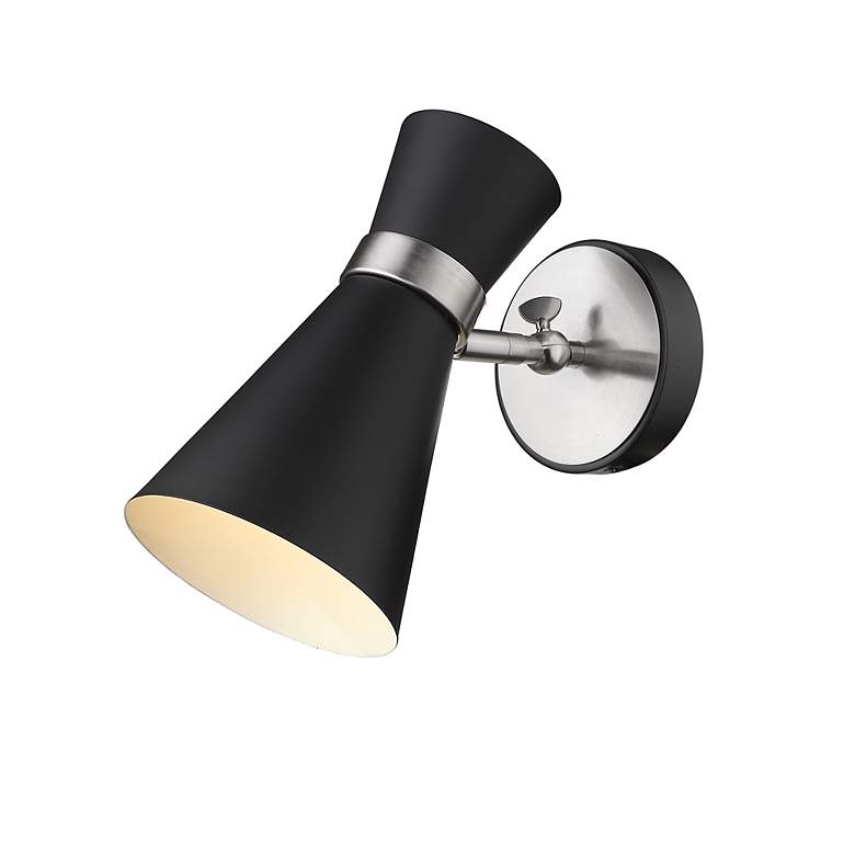 Image 5 Z-Lite Soriano 1 Light Wall Sconce in Matte Black + Brushed Nickel more views