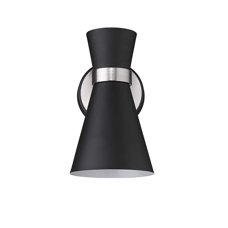Image 7 Z-Lite Soriano 1 Light Wall Sconce in Matte Black + Brushed Nickel more views
