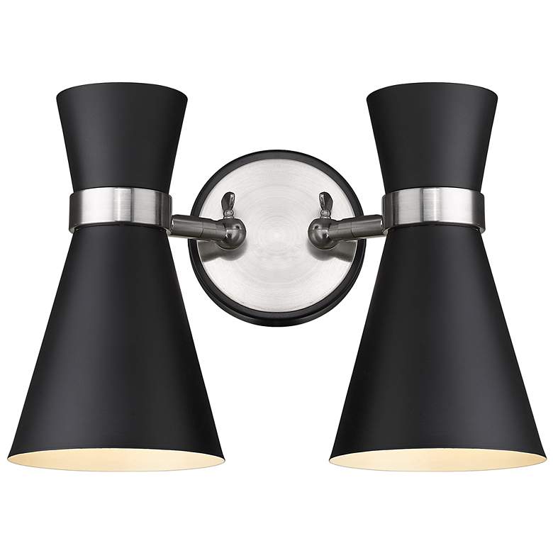 Image 1 Z-Lite Soriano 2 Light Wall Sconce in Matte Black + Brushed Nickel