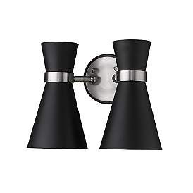 Image5 of Z-Lite Soriano 2 Light Wall Sconce in Matte Black + Brushed Nickel more views
