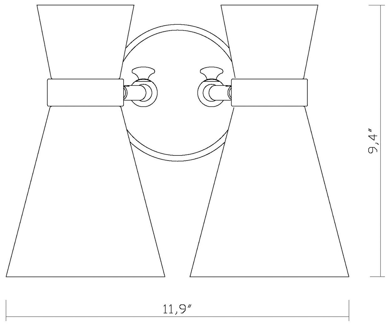 Z-Lite Soriano 2 Light Wall Sconce in Matte Black + Brushed Nickel