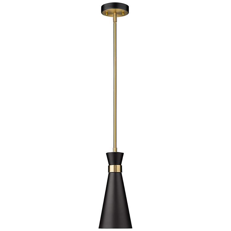 Image 4 Z-Lite Soriano 5 1/2" Wide Modern Matte Black and Brass Mini-Pendant more views