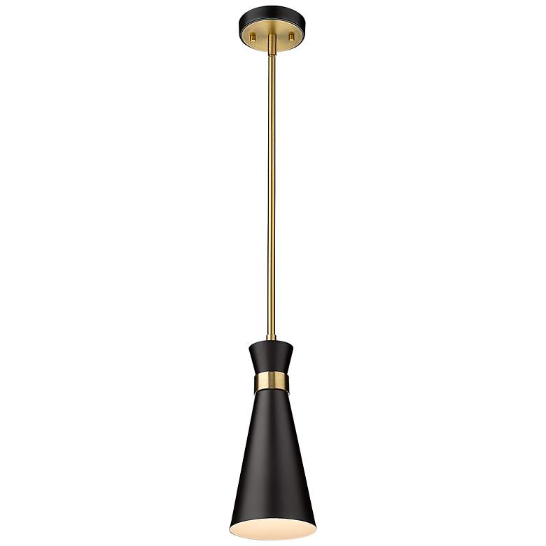 Image 5 Z-Lite Soriano 5 1/2" Wide Modern Matte Black and Brass Mini-Pendant more views