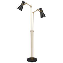 Z-Lite Soriano 56 1/2&quot; Matte Black and Brass 2-Light Modern Floor Lamp